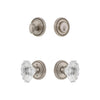 Soleil Rosette Entry Set with Biarritz Crystal Knob in Satin Nickel