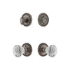 Soleil Rosette Entry Set with Brilliant Crystal Knob in Antique Pewter