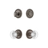 Soleil Rosette Entry Set with Bordeaux Crystal Knob in Antique Pewter