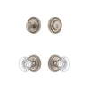 Soleil Rosette Entry Set with Bordeaux Crystal Knob in Satin Nickel