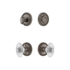 Soleil Rosette Entry Set with Burgundy Crystal Knob in Antique Pewter