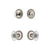 Soleil Rosette Entry Set with Burgundy Crystal Knob in Polished Nickel