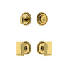 Soleil Rosette Entry Set with Carre Knob in Lifetime Brass