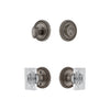 Soleil Rosette Entry Set with Carre Crystal Knob in Antique Pewter
