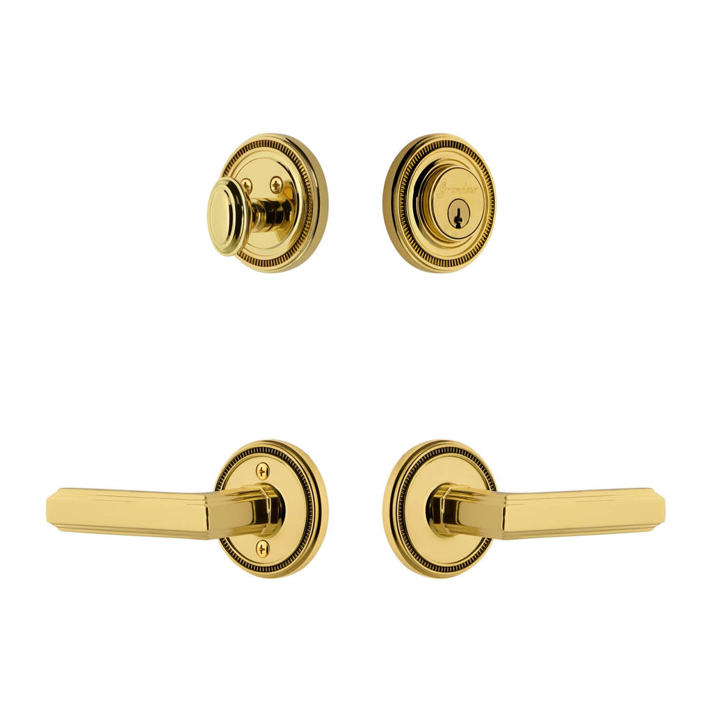 Soleil Rosette Entry Set with Carre Lever in Lifetime Brass
