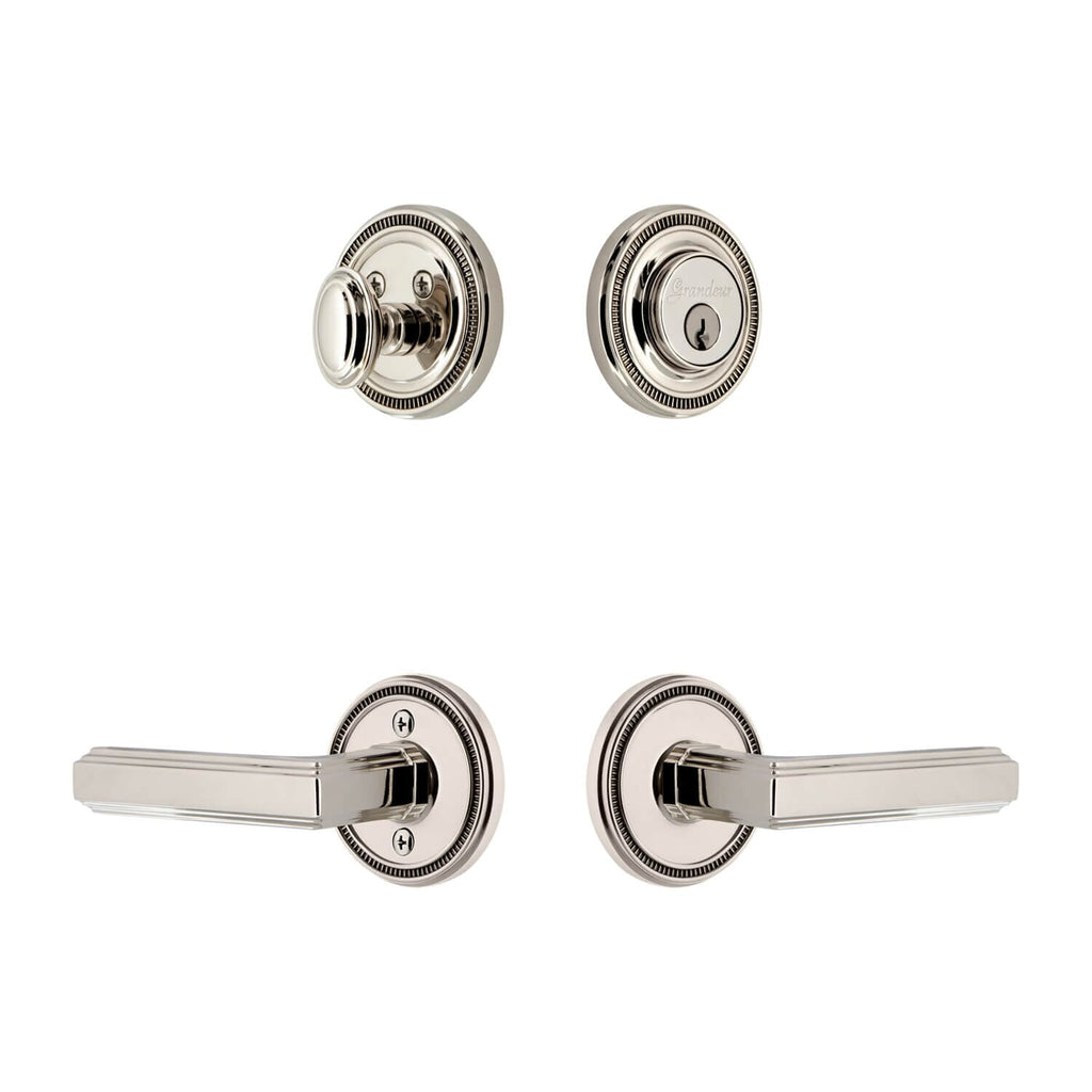Soleil Rosette Entry Set with Carre Lever in Polished Nickel