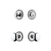 Soleil Rosette Entry Set with Fifth Avenue Knob in Bright Chrome