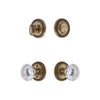 Soleil Rosette Entry Set with Fontainebleau Crystal Knob in Vintage Brass