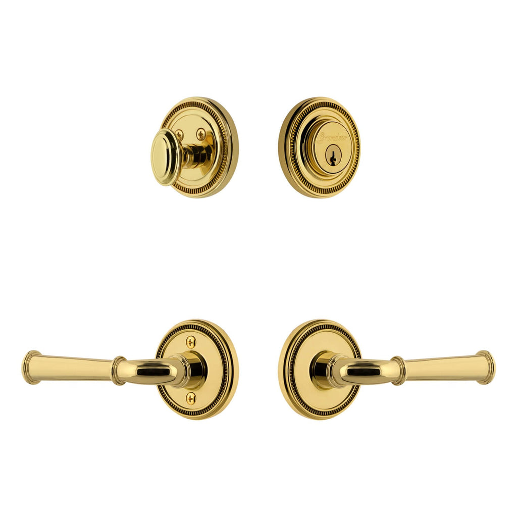 Soleil Rosette Entry Set with Georgetown Lever in Lifetime Brass