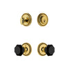 Soleil Rosette Entry Set with Lyon Knob in Lifetime Brass