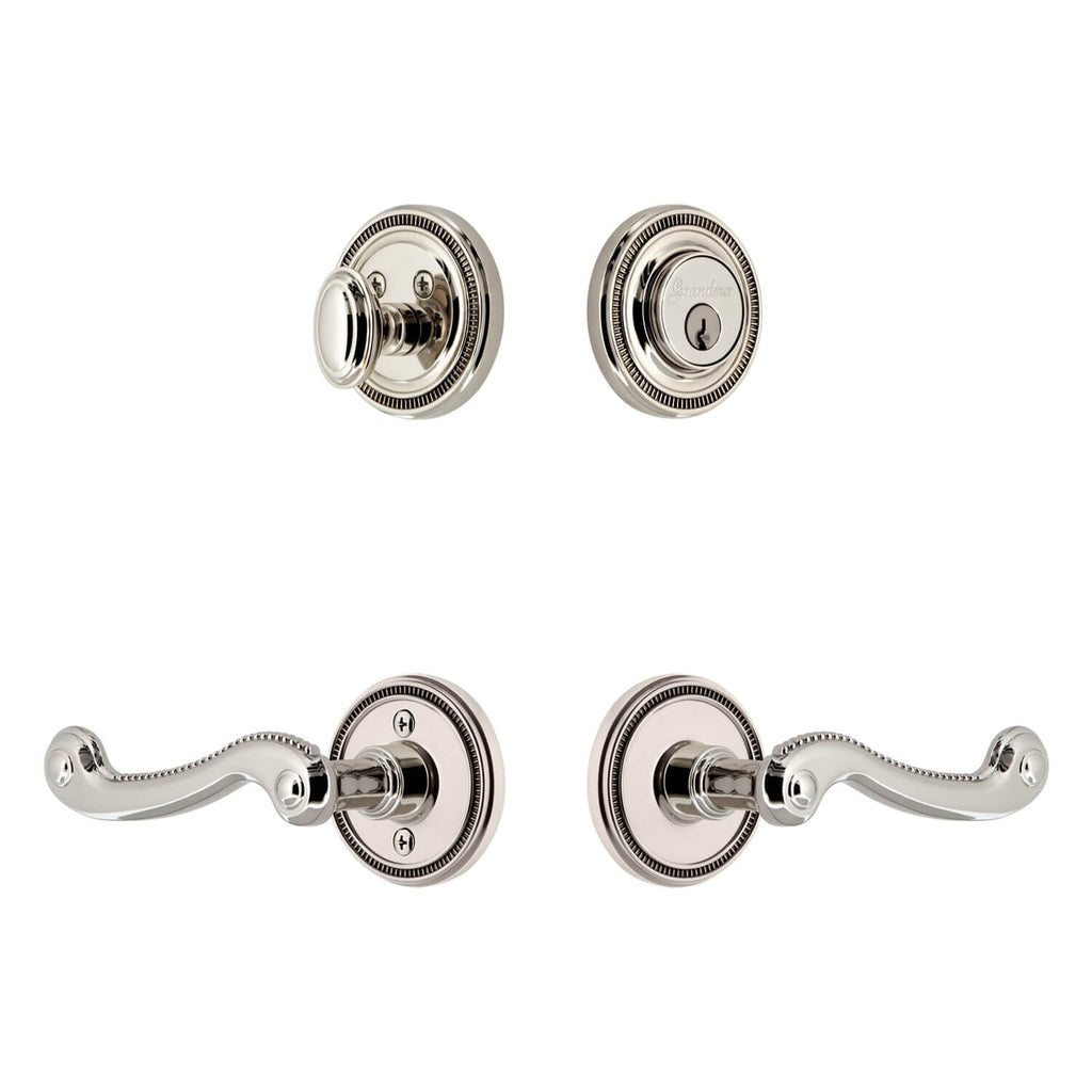 Soleil Rosette Entry Set with Newport Lever in Polished Nickel