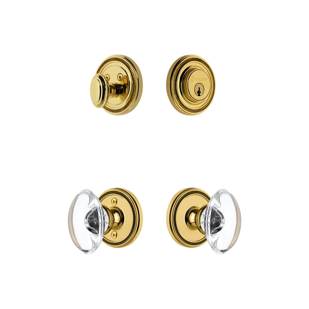 Soleil Rosette Entry Set with Provence Crystal Knob in Lifetime Brass