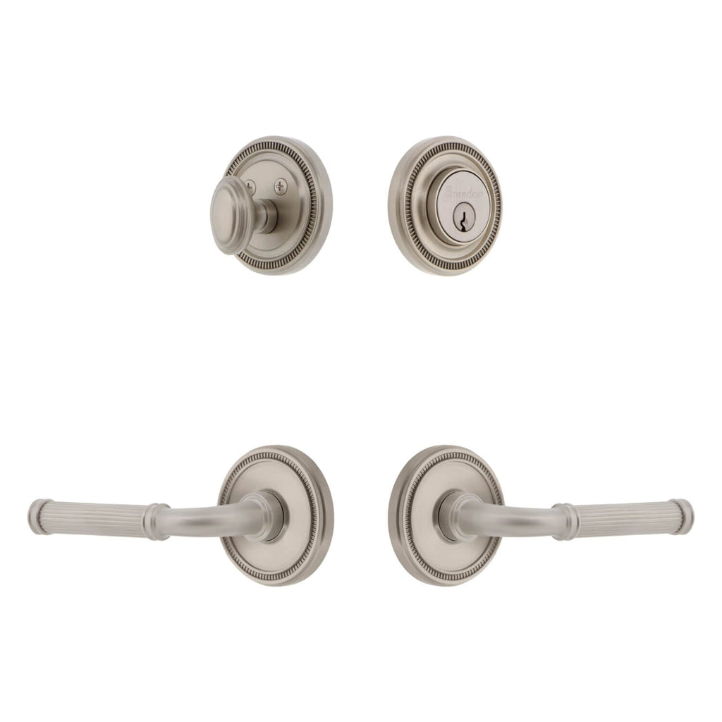 Soleil Rosette Entry Set with Soleil Lever in Satin Nickel