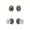 Soleil Rosette Entry Set with Versailles Crystal Knob in Antique Pewter