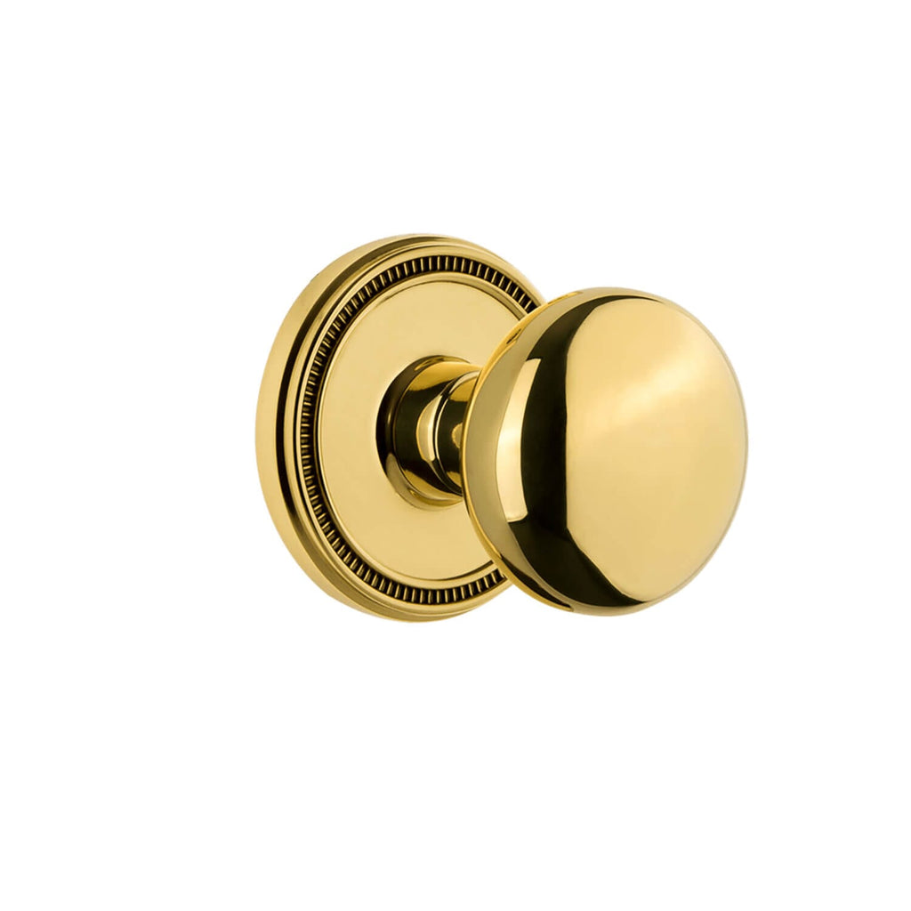 Soleil Rosette with Fifth Avenue Knob in Polished Brass