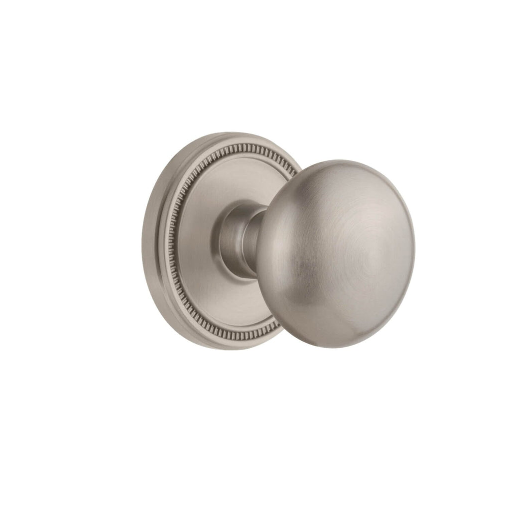 Soleil Rosette with Fifth Avenue Knob in Satin Nickel