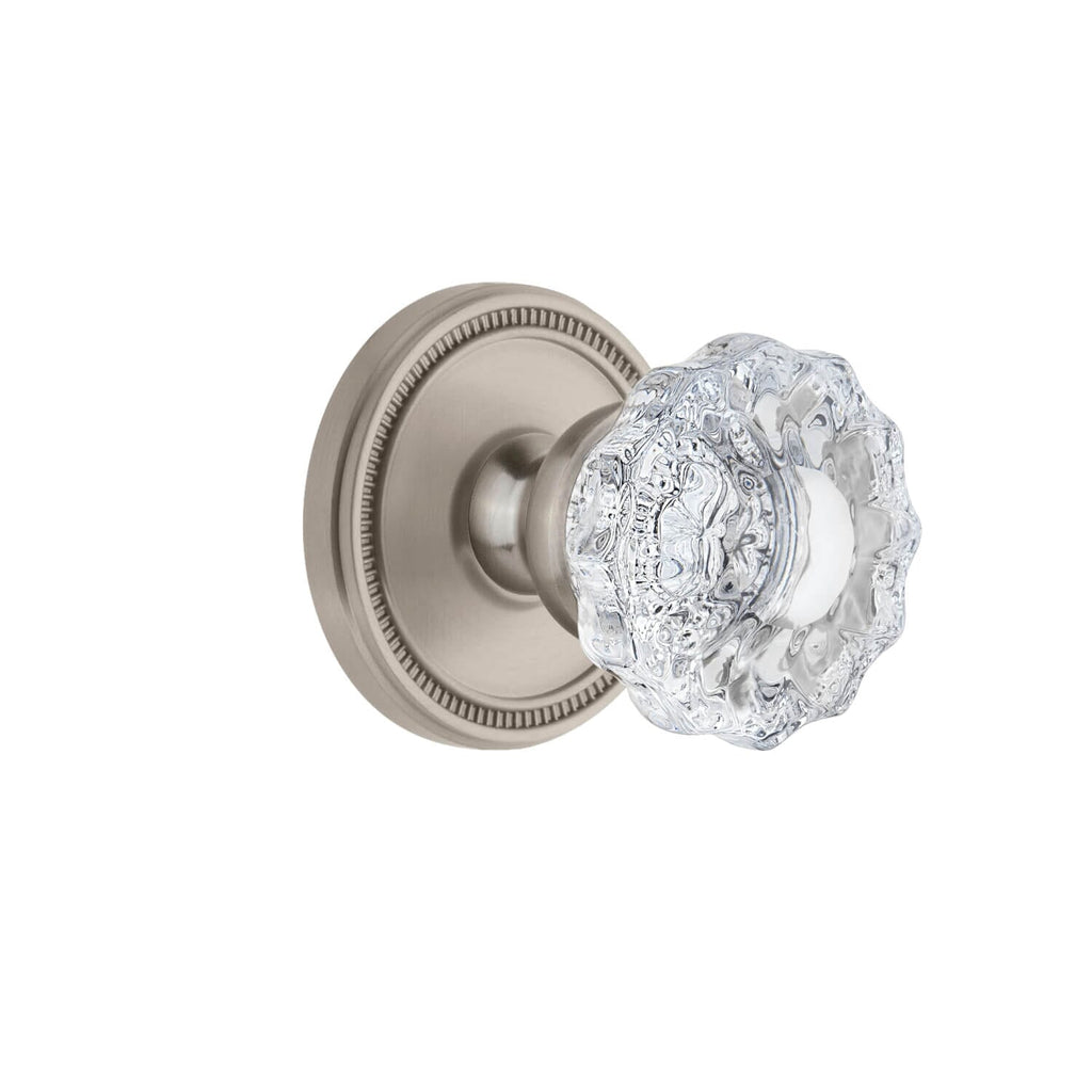 Soleil Rosette with Versailles Crystal Knob in Satin Nickel