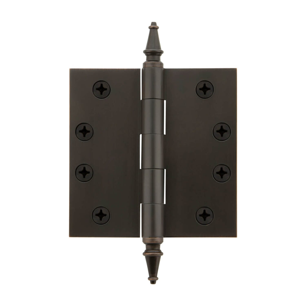 4" Steeple Tip Heavy Duty Hinge with Square Corners in Timeless Bronze