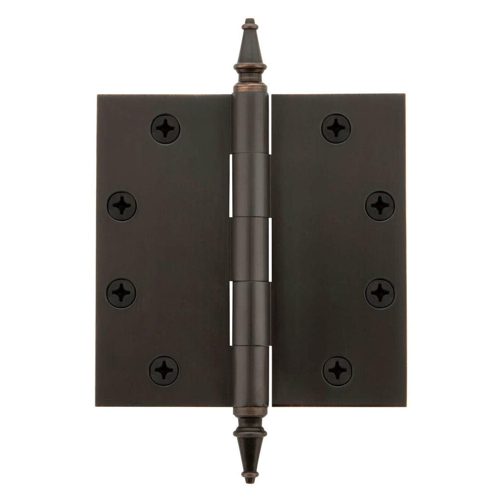 4.5" Steeple Tip Heavy Duty Hinge with Square Corners in Timeless Bronze