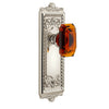 Windsor Long Plate with Baguette Amber Crystal Knob in Polished Nickel