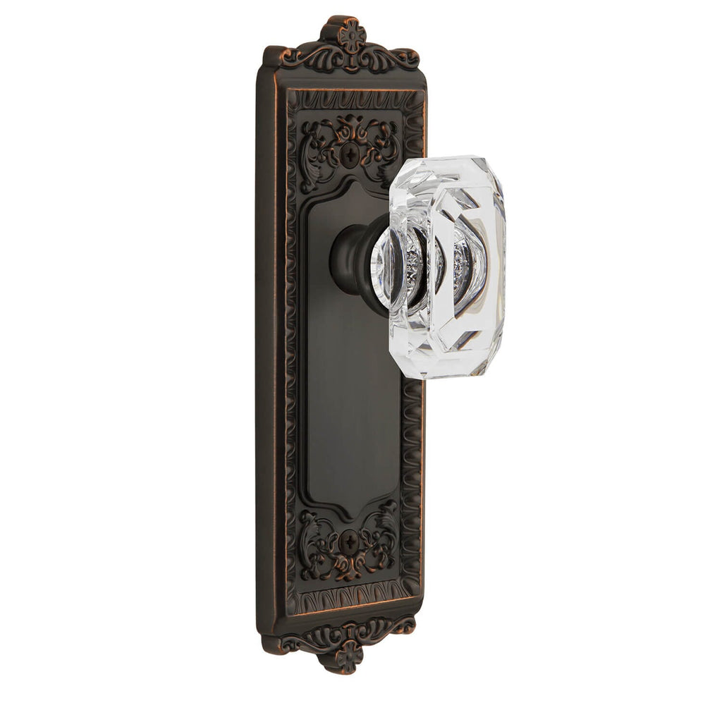 Windsor Long Plate with Baguette Clear Crystal Knob in Timeless Bronze