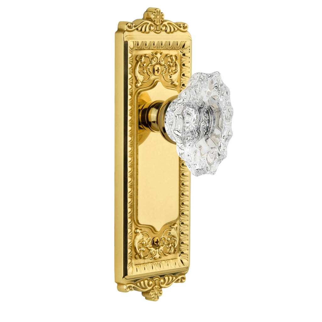 Windsor Long Plate with Biarritz Crystal Knob in Lifetime Brass