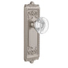 Windsor Long Plate with Bordeaux Crystal Knob in Satin Nickel