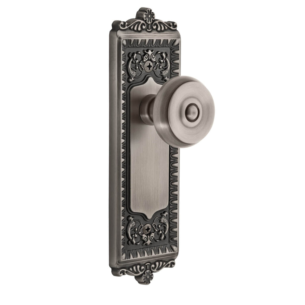 Windsor Long Plate with Bouton Knob in Antique Pewter