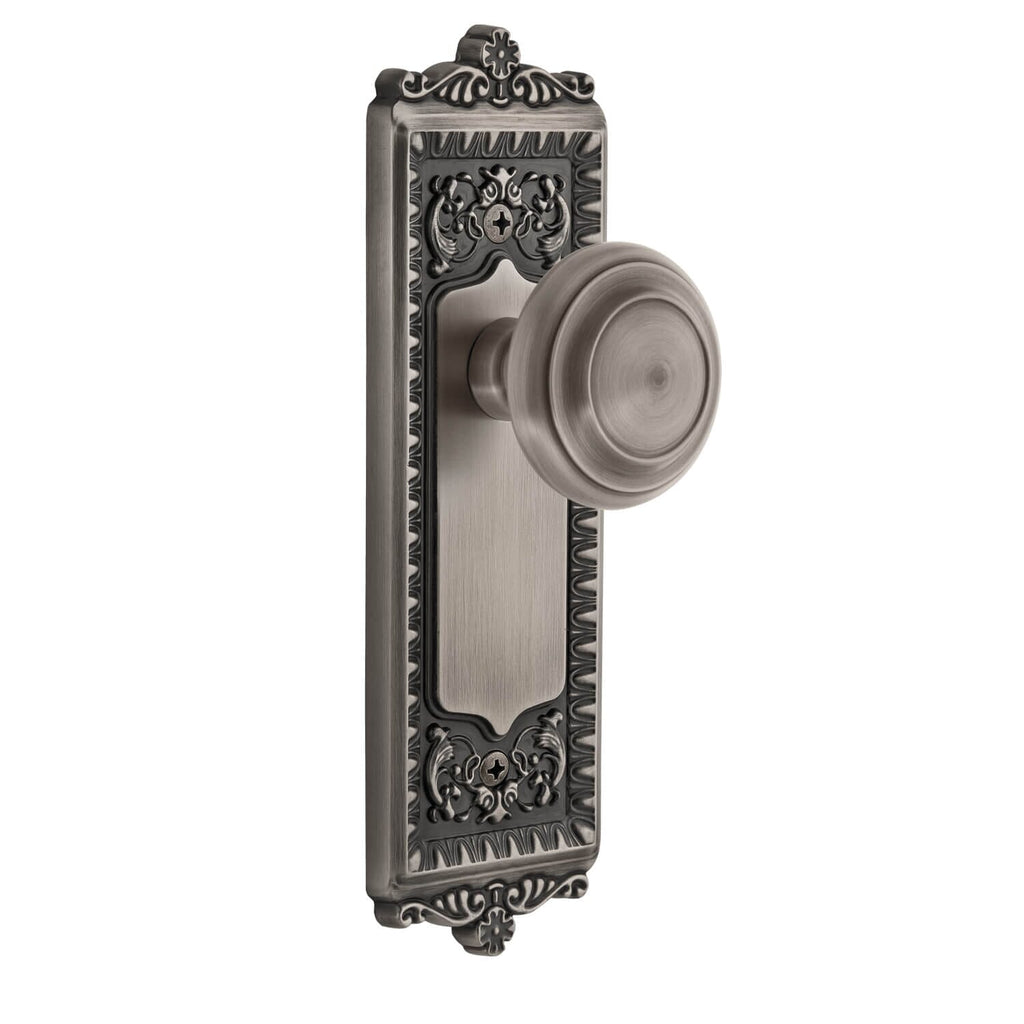 Windsor Long Plate with Circulaire Knob in Antique Pewter