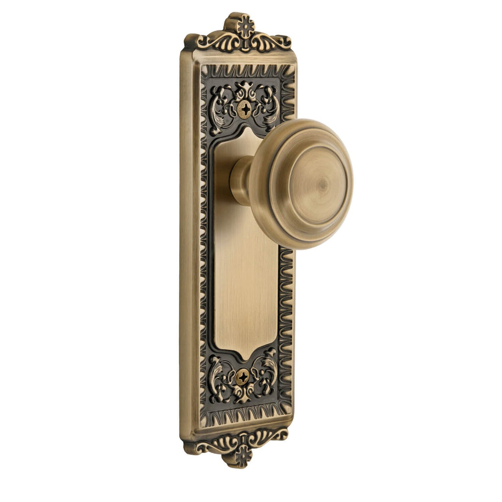 Windsor Long Plate with Circulaire Knob in Vintage Brass