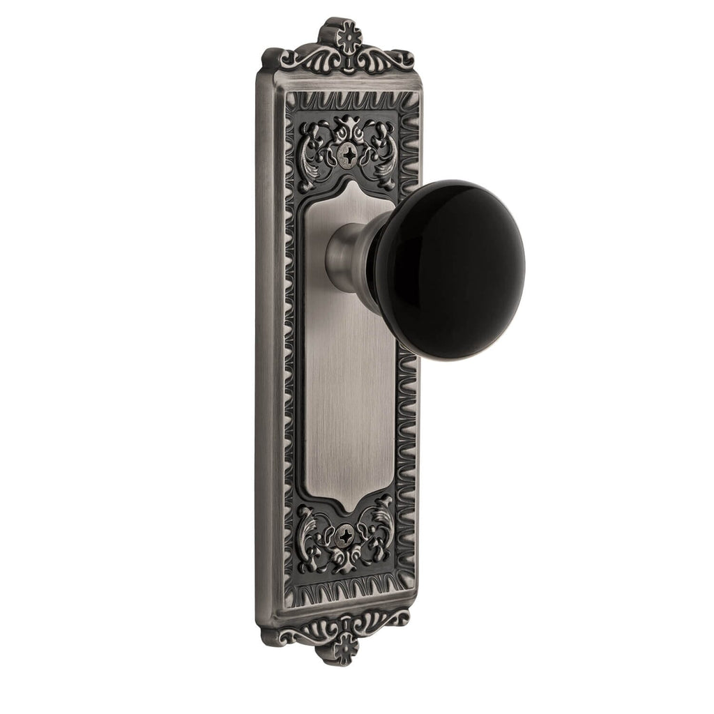 Windsor Long Plate with Coventry Knob in Antique Pewter