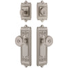 Windsor Long Plate Entry Set with Bouton Knob in Satin Nickel