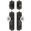 Windsor Long Plate Entry Set with Burgundy Crystal Knob in Timeless Bronze