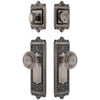 Windsor Long Plate Entry Set with Circulaire Knob in Antique Pewter