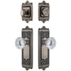 Windsor Long Plate Entry Set with Fontainebleau Crystal Knob in Antique Pewter