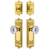 Windsor Long Plate Entry Set with Fontainebleau Crystal Knob in Lifetime Brass