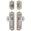 Windsor Long Plate Entry Set with Fontainebleau Crystal Knob in Satin Nickel