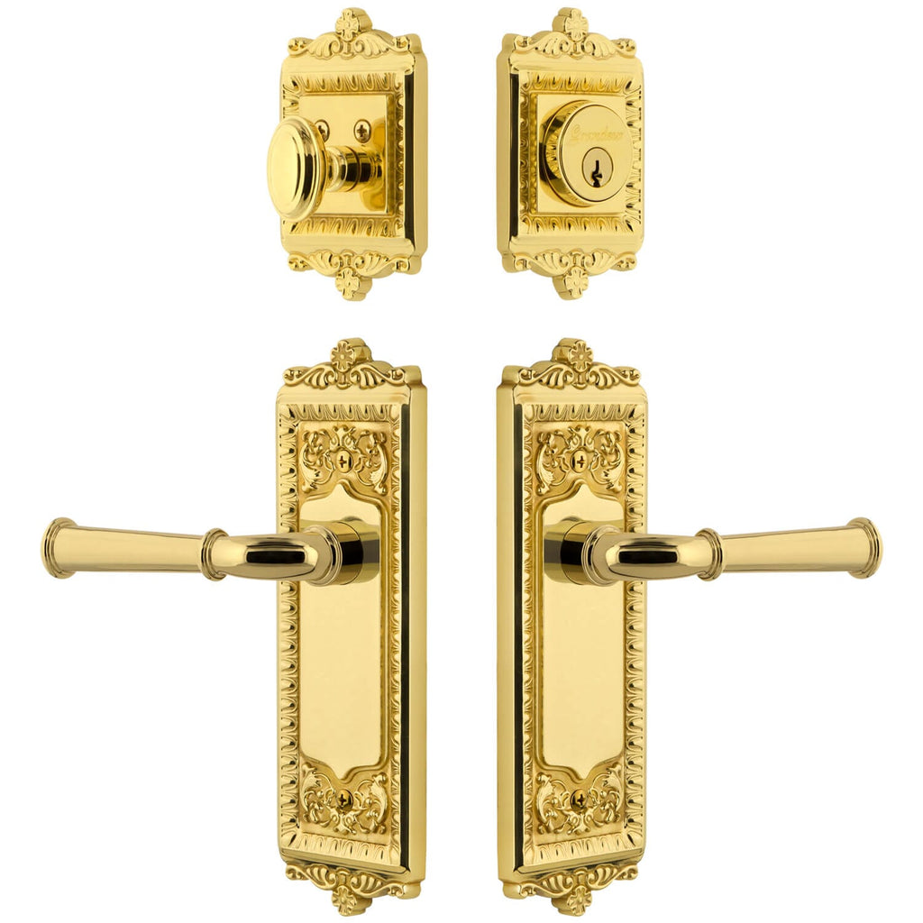 Windsor Long Plate Entry Set with Georgetown Lever in Lifetime Brass