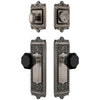 Windsor Long Plate Entry Set with Lyon Knob in Antique Pewter