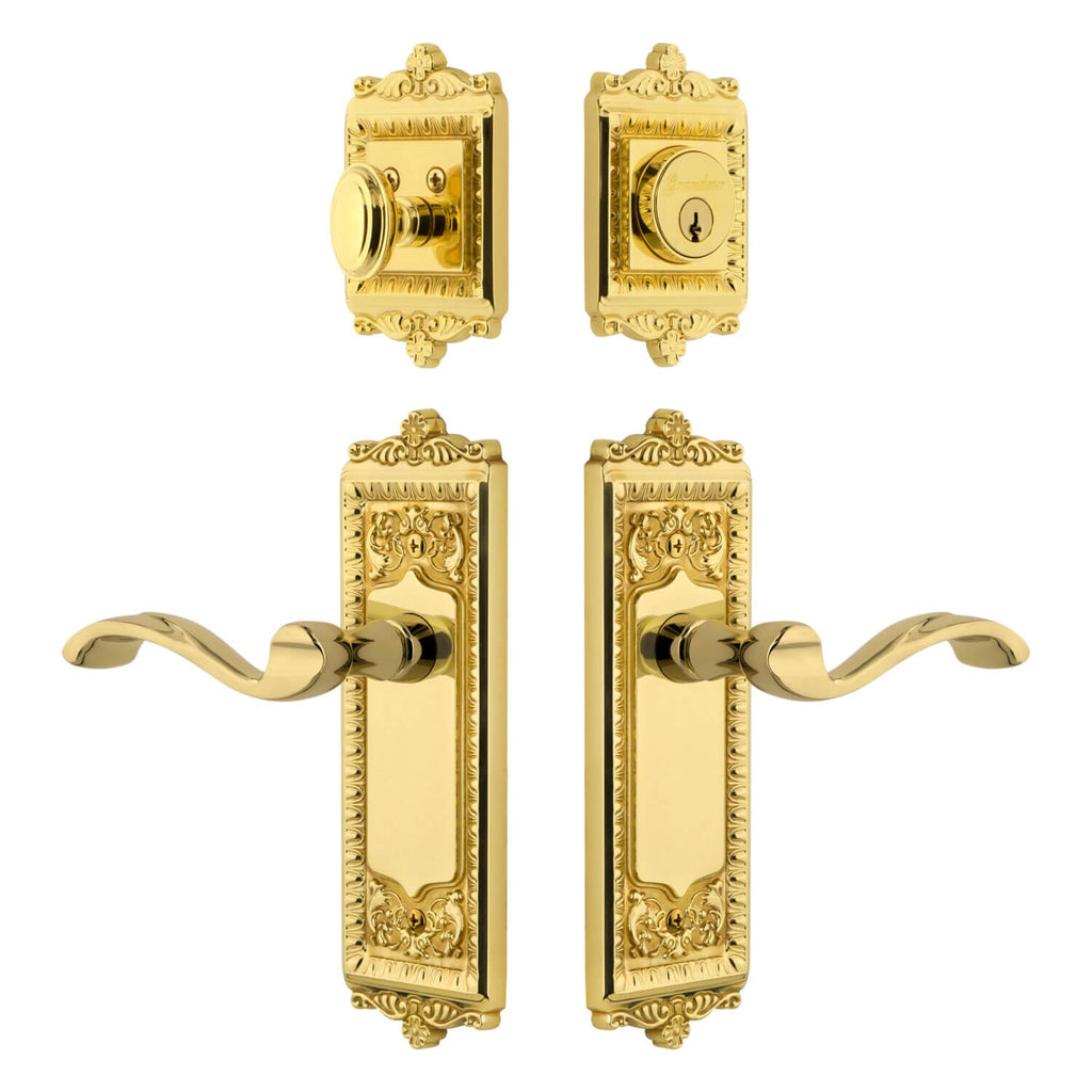 Windsor Long Plate Entry Set with Portofino Lever in Lifetime Brass