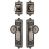 Windsor Long Plate Entry Set with Soleil Knob in Antique Pewter