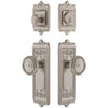 Windsor Long Plate Entry Set with Soleil Knob in Satin Nickel