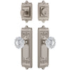 Windsor Long Plate Entry Set with Versailles Crystal Knob in Satin Nickel