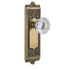 Windsor Long Plate with Fontainebleau Crystal Knob in Vintage Brass