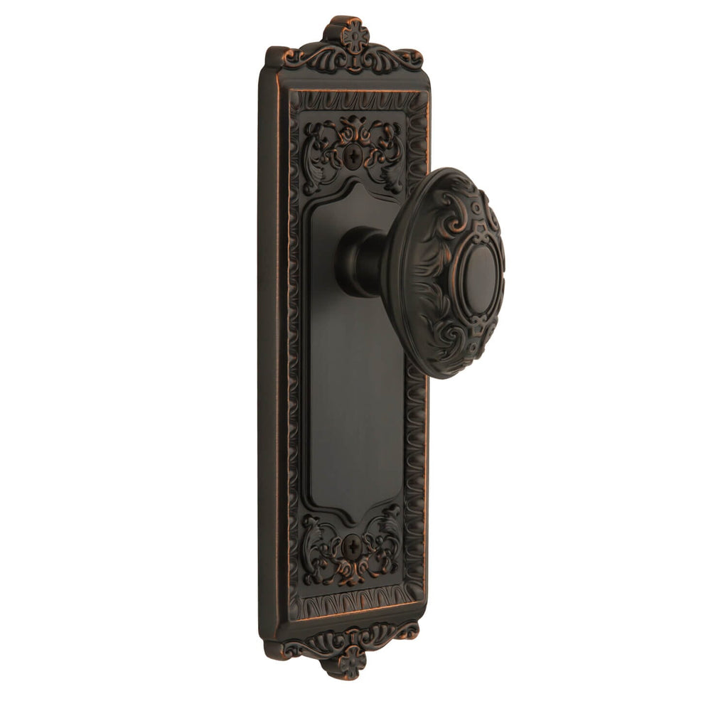 Windsor Long Plate with Grande Victorian Knob in Timeless Bronze