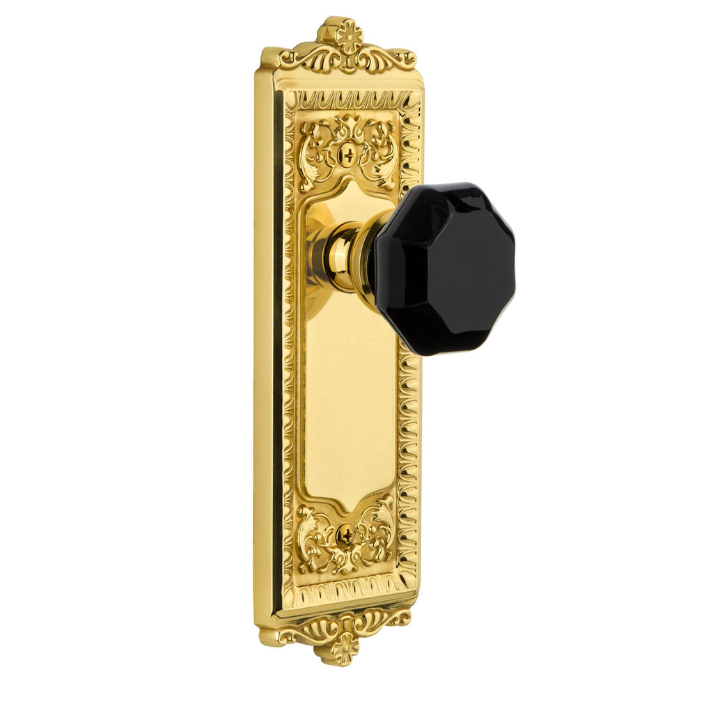 Windsor Long Plate with Lyon Knob in Polished Brass
