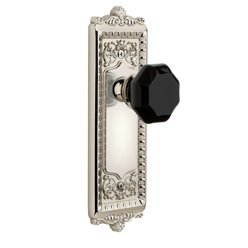 Windsor Long Plate with Lyon Knob in Polished Nickel