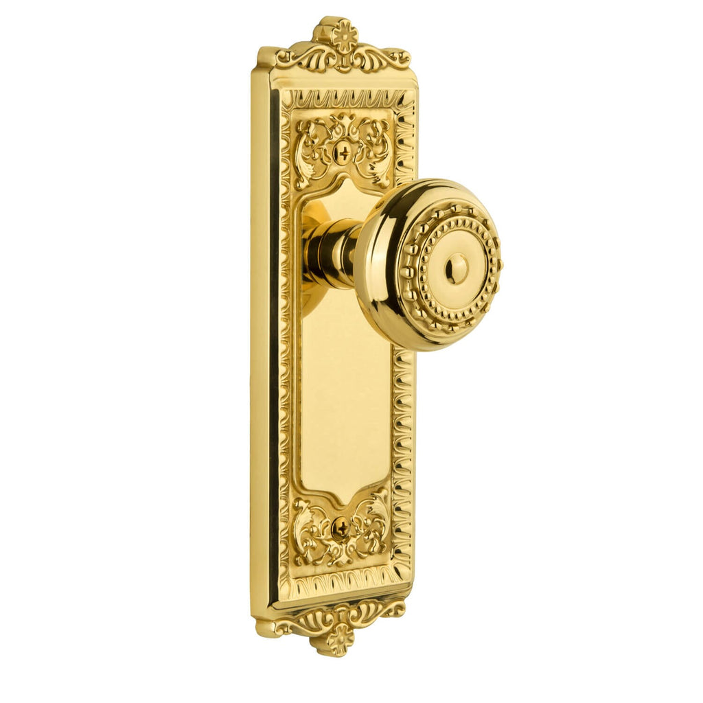 Windsor Long Plate with Parthenon Knob in Lifetime Brass